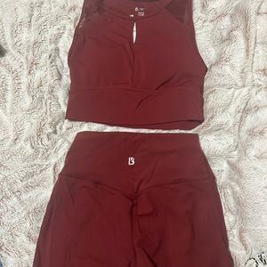 Buffbunny red crop top with keyhole and leggings